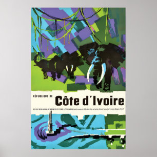 Elfenbeinküste Reiseplakat Vintage Westafrika Poster