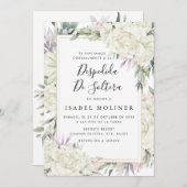 Elfenbeinküste Rose Blumengold Spanisches Brautpar Einladung (Vorne/Hinten)