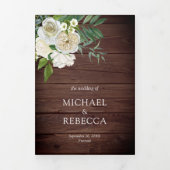 Elfenbeinküste Rose Botanisches Foto Rustikale Hol Dreifach Gefaltete Einladung (Cover)