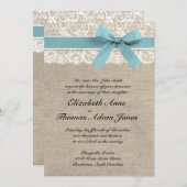 Elfenbeinküste Rustikaler Burlap Wedite Glacier Einladung (Vorne/Hinten)