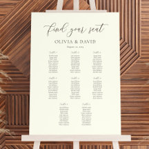 Elfenbeinküste & Taupe Elegantes Script 8 Table Se