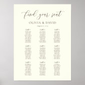 Elfenbeinküste & Taupe Elegantes Script 9 Table Se Poster (Vorne)