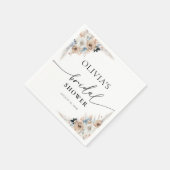 Elfenbeinküste und blauer Boho Blumenkohl Brautpar Serviette (Ecke)