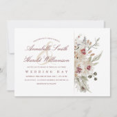 Elfenbeinküste und Burgunder Wasserfarben Blumenze Einladung (Vorderseite)