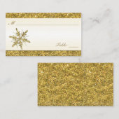 Elfenbeinküste und Gold Glittery Snowflake Placeca Platzkarte (Vorne/Hinten)