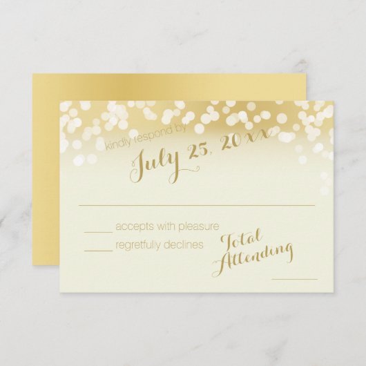 Elfenbeinküste und goldene Sparkle Lights-UAWG RSVP Karte (Vorne/Hinten)