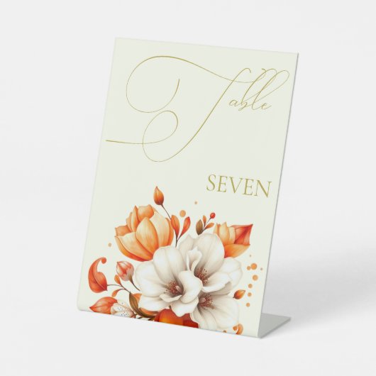 Elfenbeinküste und Goldflorale Tischnummer Sockelschild (Vorderseite)