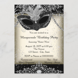 Elfenbeinküste und Pearl Glitzer Masquerade Party Einladung