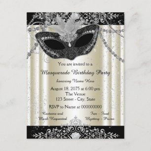 Elfenbeinküste und Pearl Glitzer Masquerade Party Einladung