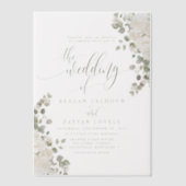 Elfenbeinküste und sage Chic Script Elegante Blume Pergament Einladungen (Vorderseite)