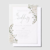 Elfenbeinküste und sage Chic Script Elegante Blume Pergament Einladungen (Versetzt)