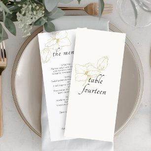 Elfenbeinküste + Weiß Chic Floral Wedding Flat M Menükarte