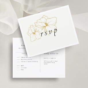 Elfenbeinküste + Weiß   Chic Floral Wedding RSVP P Postkarte