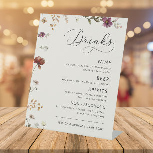 Elfenbeinküste Wildblumen Hochzeit im Herbst Bar D Sockelschild