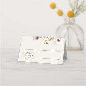 Elfenbeinküste Wildblumen & Romantische Script-Hoc Platzkarte (Vorderseite)