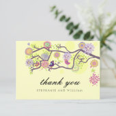 Elfenbeinliebvögel Hochzeit Danke Karte (Stehend Vorderseite)