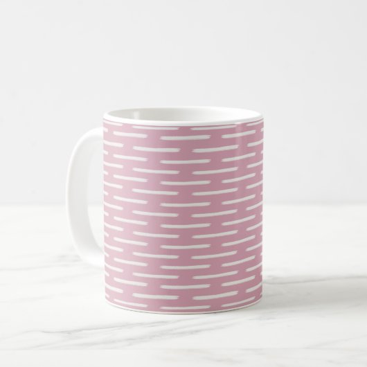 Elfenbeinlinien auf Rosa Kaffeetasse (Vorderseite Links)
