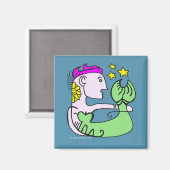 Elfenbeinmädchen mit rosa Haar Magnet (Vorderseite/Rückseite)