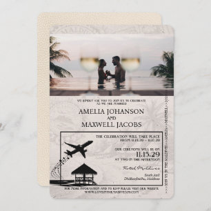Elfenbeinmalediven Passport-Einladung zur Hochzeit Einladung