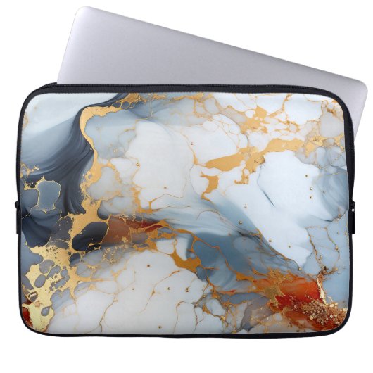 Elfenbeinmarmor mit Gold- und Rostadern Laptopschutzhülle (Vorderseite)