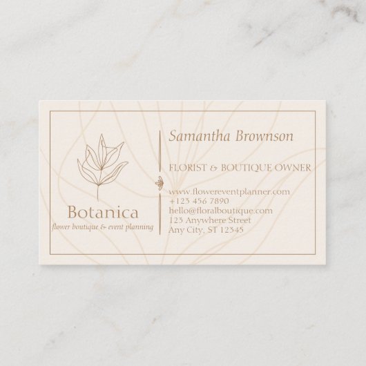 ElfenbeinMinimalistische Leaf Fern-Blume Visitenkarte (Rückseite)