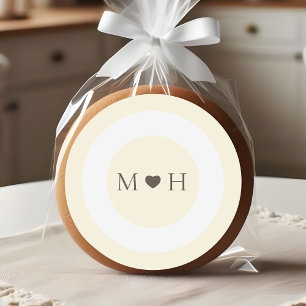 Elfenbeinmodernes Monogramm-Herz-Hochzeitsgeschenk Runder Aufkleber