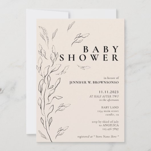 Elfenbeinneutralis minimale blumenfreie, einfache  einladung (Vorderseite)