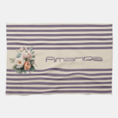 Elfenbeinoberteil mit Lila Streifen Geschirrtuch (Horizontal)