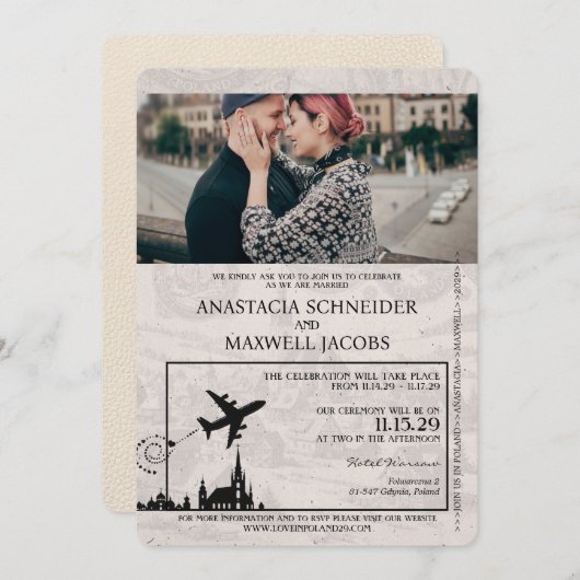 Elfenbeinpässe - Einladung zur Hochzeitsfeier (Vorne/Hinten)