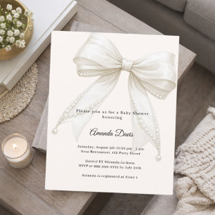 Elfenbeinperlen Luxus-Baby-Shower-Einladung