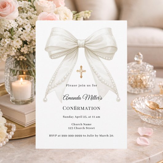 Elfenbeinperlen Mädchen elegant Konfirmation Einladung