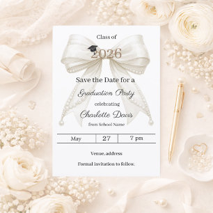 Elfenbeinpfeil Perlen elegante Mädchen Abschlussfe Save The Date