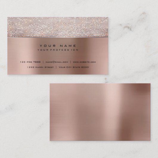 Elfenbeinpinsel, Perlkupfer, Silberstahl, Glitzer  Visitenkarte (Vorne/Hinten)