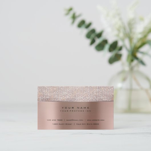 Elfenbeinpinsel, Perlkupfer, Silberstahl, Glitzer Visitenkarte (Stehend Vorderseite)