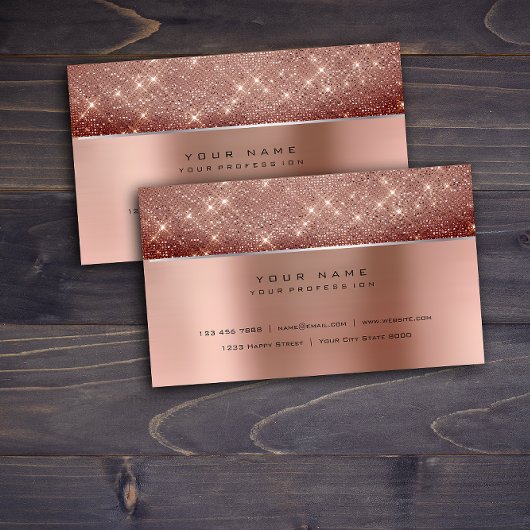 Elfenbeinpinsel, Perlkupfer, Silberstahl, Glitzer Visitenkarte