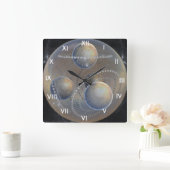 Elfenbeinplaneten Quadratische Wanduhr (Zuhause)