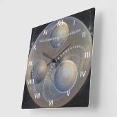 Elfenbeinplaneten Quadratische Wanduhr (Winkel)
