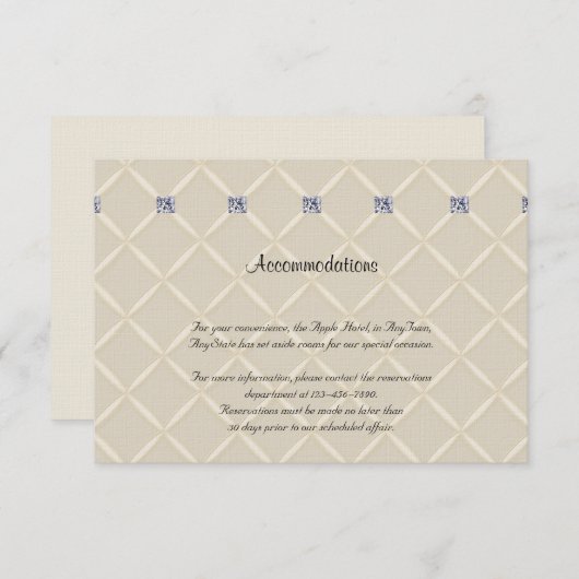 Elfenbeinquilz-Diamanten-Polsterwickler Begleitkarte (Vorne/Hinten)