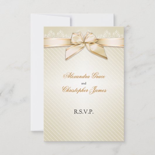 Elfenbeinribbon-Goldstreifen UAWG Note V2 RSVP Karte (Vorderseite)