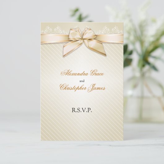 Elfenbeinribbon-Goldstreifen UAWG Note V2 RSVP Karte (Stehend Vorderseite)