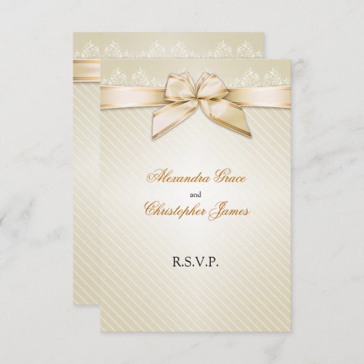 Elfenbeinribbon-Goldstreifen UAWG Note V2 RSVP Karte (Vorne/Hinten)