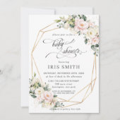 Elfenbeinrosa Blush Geometric Baby Dusche Einladung (Vorderseite)