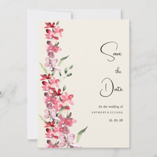 Elfenbeinrosa Bordeaux-Pfefferminz Save the Date Einladung (Vorderseite)