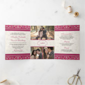 Elfenbeinrosa Grenze - alles in einer indischen Ho Dreifach Gefaltete Einladung (Innenseite)