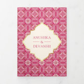 Elfenbeinrosa-Muster in einer indischen Hochzeit Dreifach Gefaltete Einladung (Cover)