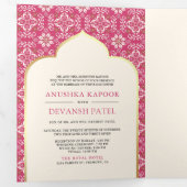 Elfenbeinrosa-Muster in einer indischen Hochzeit Dreifach Gefaltete Einladung (Innen Erste Seite)