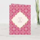 Elfenbeinrosa-Muster in einer indischen Hochzeit Einladung (Rückseite)