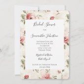 Elfenbeinrosa Roses Brautparty Einladung (Vorderseite)