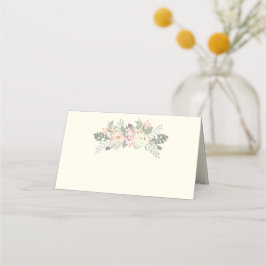 Elfenbeinrosa und Gold Floral Boho Wedding Monogra Platzkarte