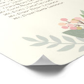 Elfenbeinrosa und goldenes florales Boho Hochzeits Poster (Ecke)